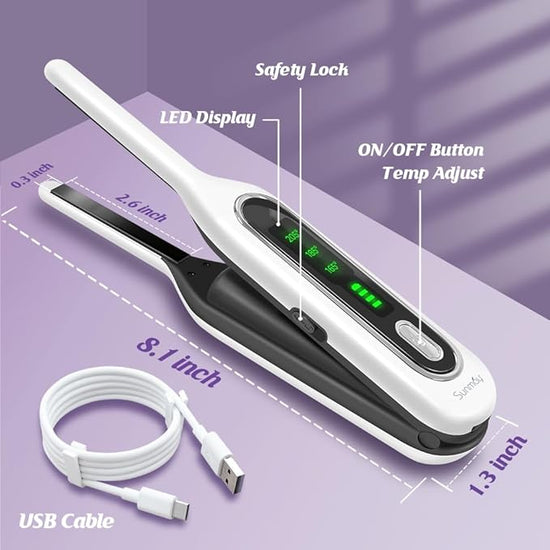 SUNMAY Mini Cordless Hair Straightener & Curler - for Travel & Short Hair