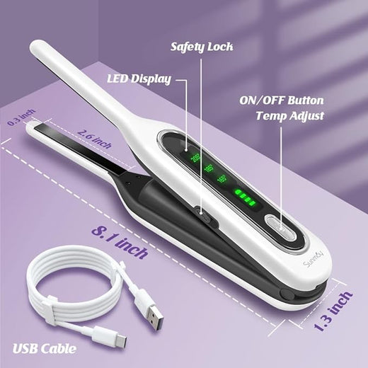 SUNMAY Mini Cordless Hair Straightener & Curler - for Travel & Short Hair