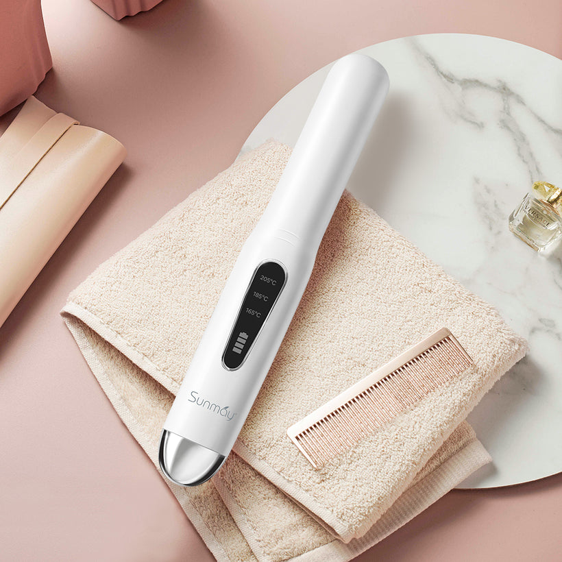 SUNMAY Voga 2 in 1 Cordless Hair Straightener and Curler for Travellin ...